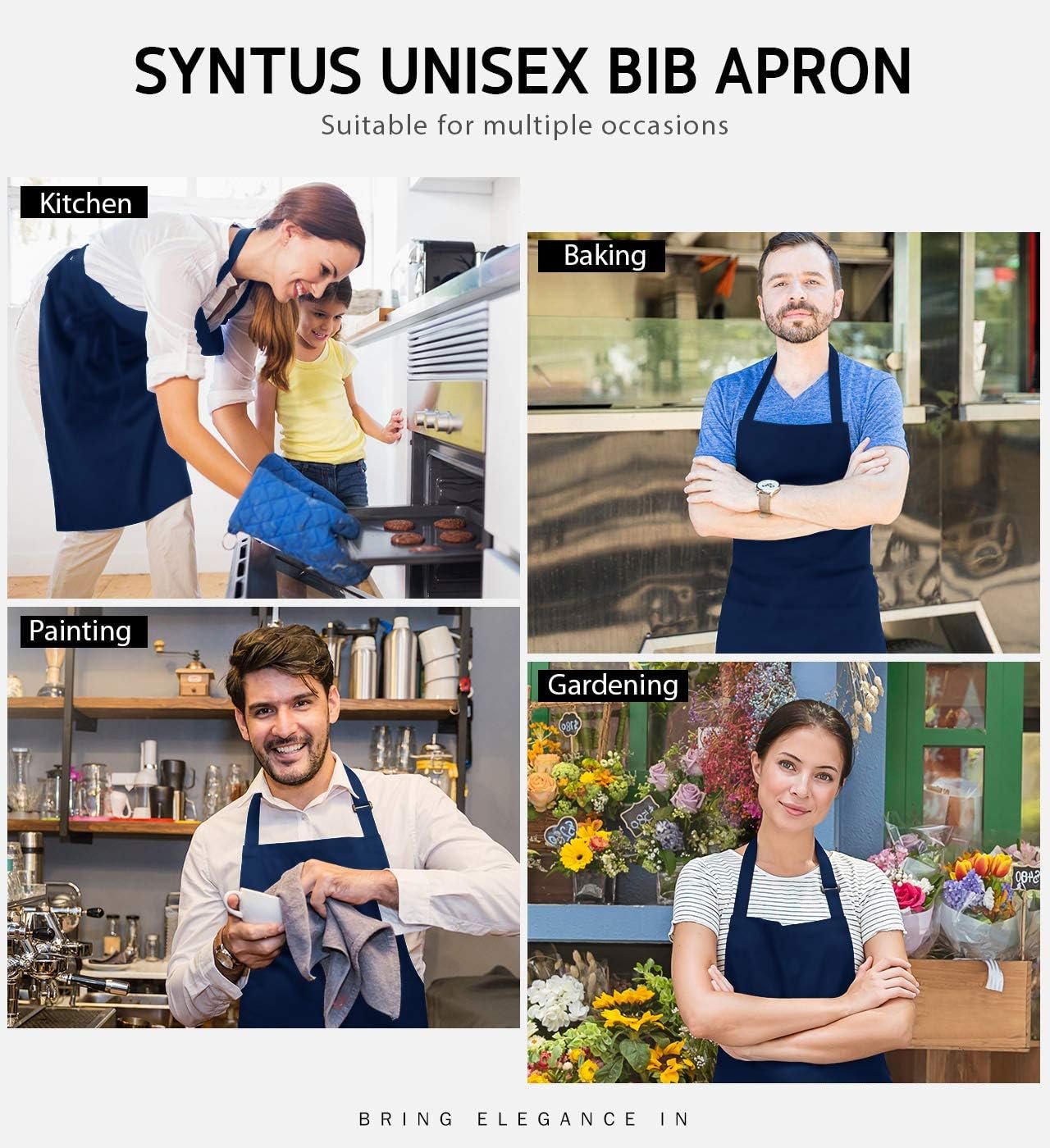 Syntus Apron for Men Women, Adjustable Cooking Kitchen Chef Aprons with 2 Pockets - Image 6