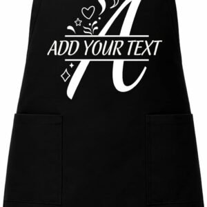 Custom Initial Monogram Apron for Women Men – Personalized Letter Cooking Kitchen Apron with Name