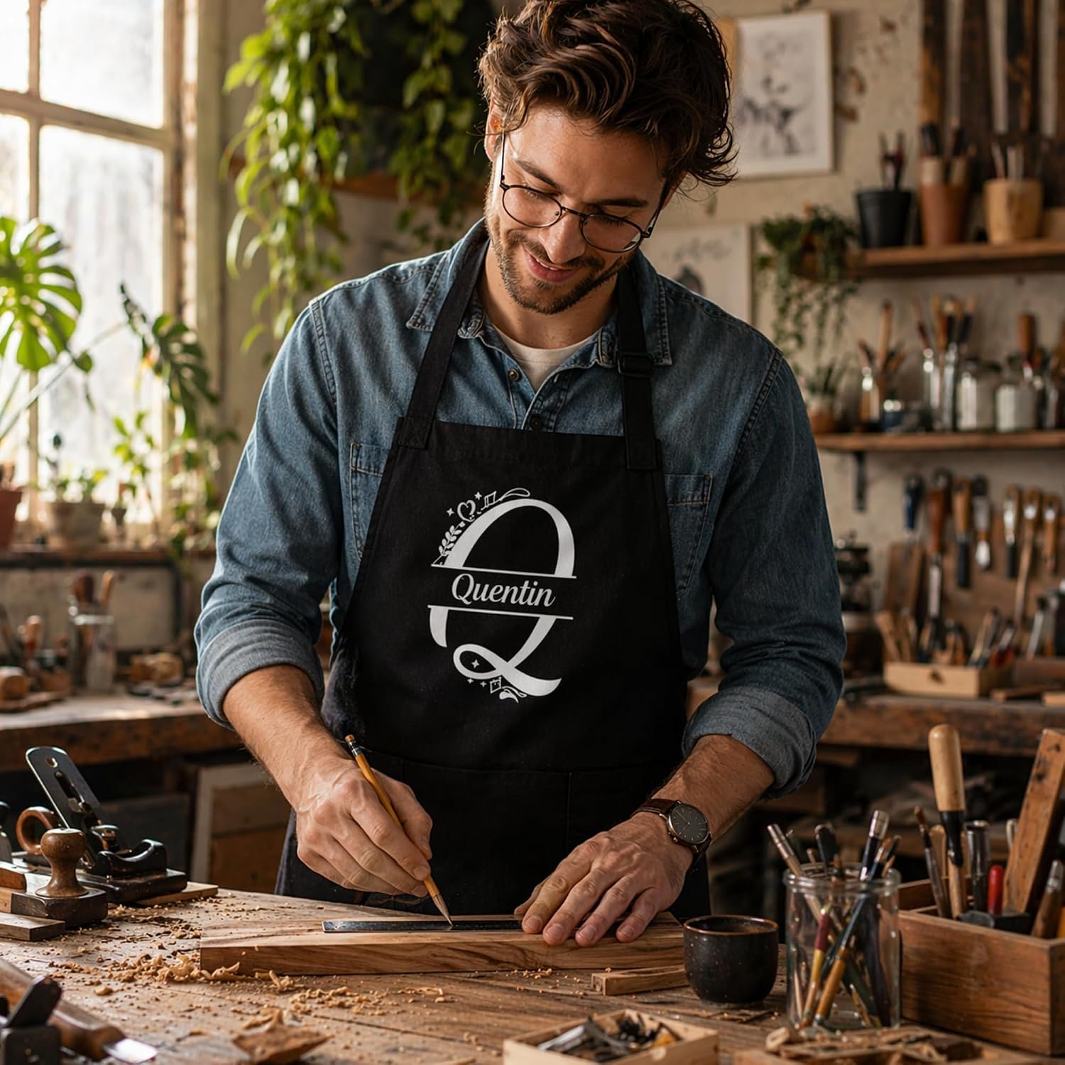 Custom Initial Monogram Apron for Women Men – Personalized Letter Cooking Kitchen Apron with Name - Image 7