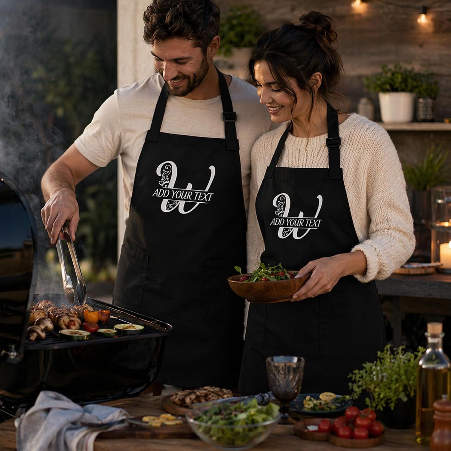 Custom Initial Monogram Apron for Women Men – Personalized Letter Cooking Kitchen Apron with Name - Image 8