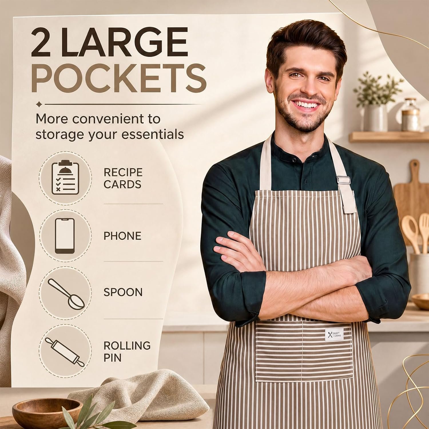 Janmercy 24 Pcs Aprons for Women Men with 2 Pockets Linen Cooking Kitchen Apron Adjustable Bib Chef Apron Bulk Aprons Unisex - Image 3