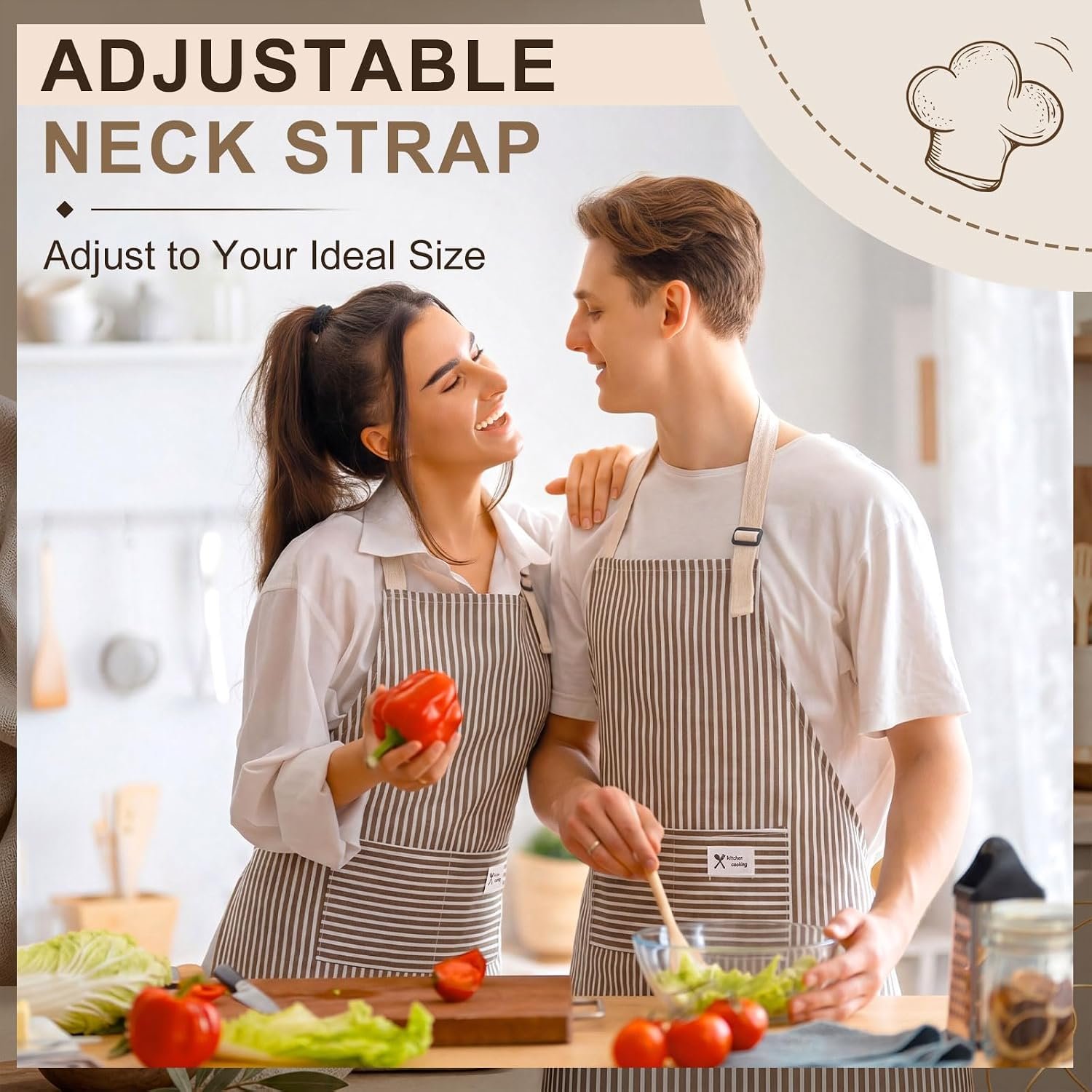Janmercy 24 Pcs Aprons for Women Men with 2 Pockets Linen Cooking Kitchen Apron Adjustable Bib Chef Apron Bulk Aprons Unisex - Image 4