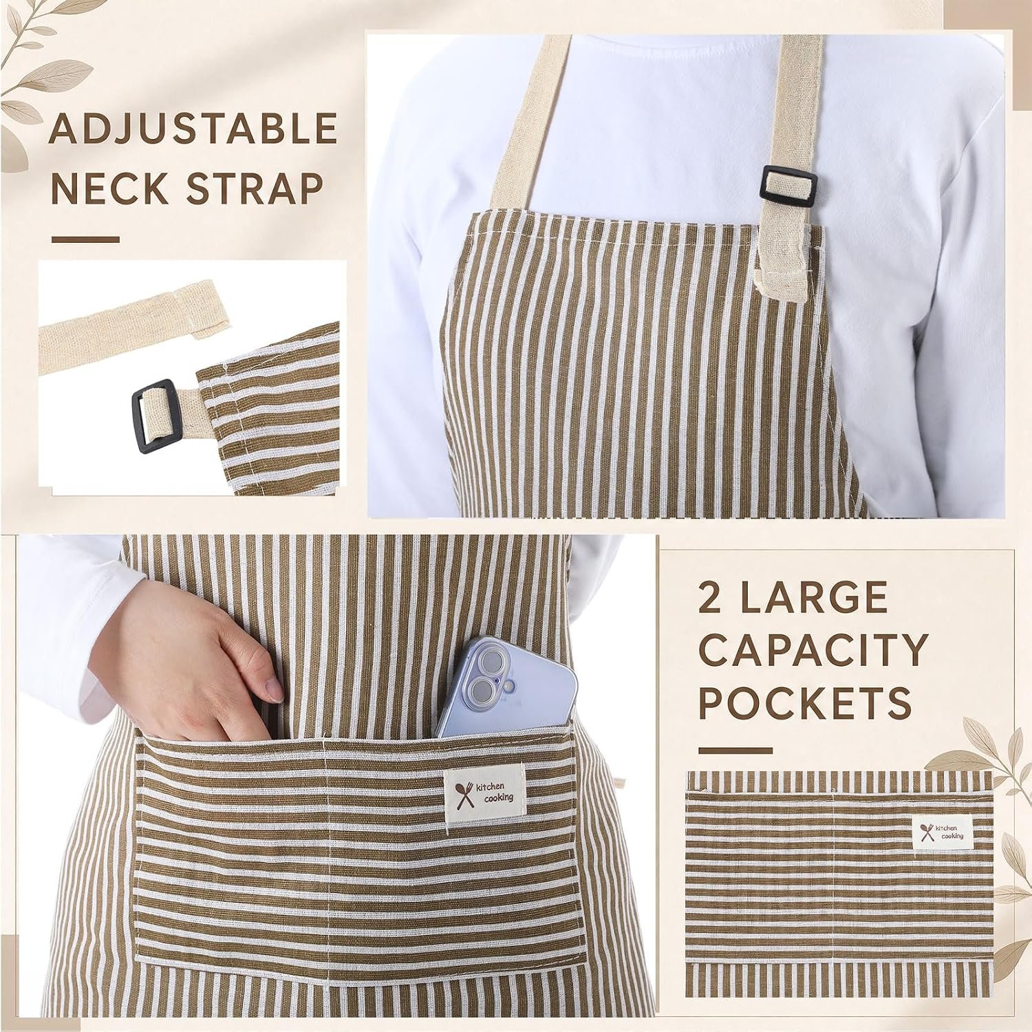 Janmercy 24 Pcs Aprons for Women Men with 2 Pockets Linen Cooking Kitchen Apron Adjustable Bib Chef Apron Bulk Aprons Unisex - Image 5
