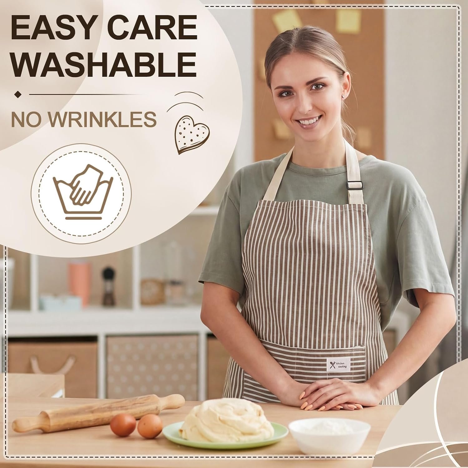 Janmercy 24 Pcs Aprons for Women Men with 2 Pockets Linen Cooking Kitchen Apron Adjustable Bib Chef Apron Bulk Aprons Unisex - Image 6