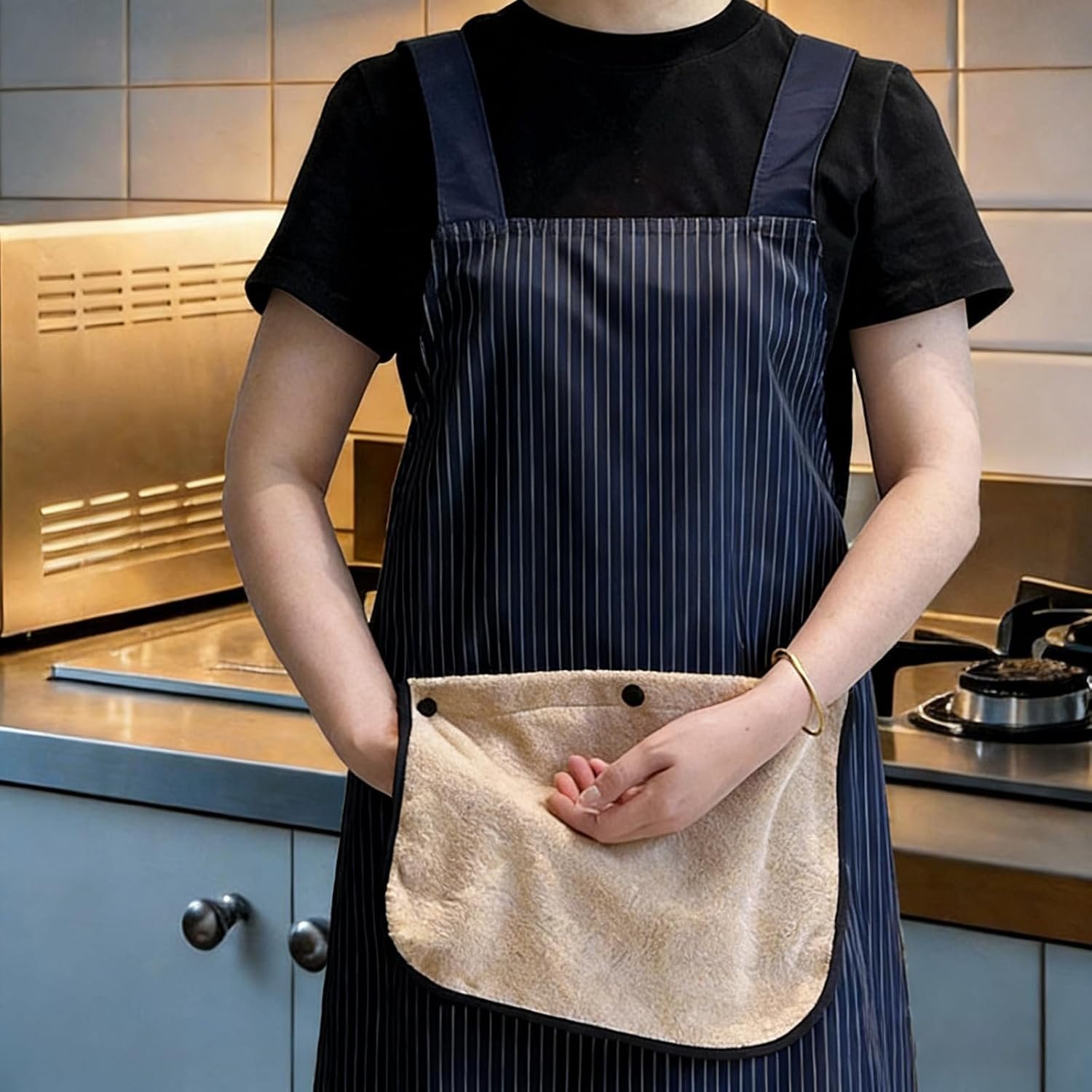 Kitchen Cooking Apron with Towel Attached and Pockets Adjustable Water and Oil, Chefs for Women Mens Cooking - Image 8