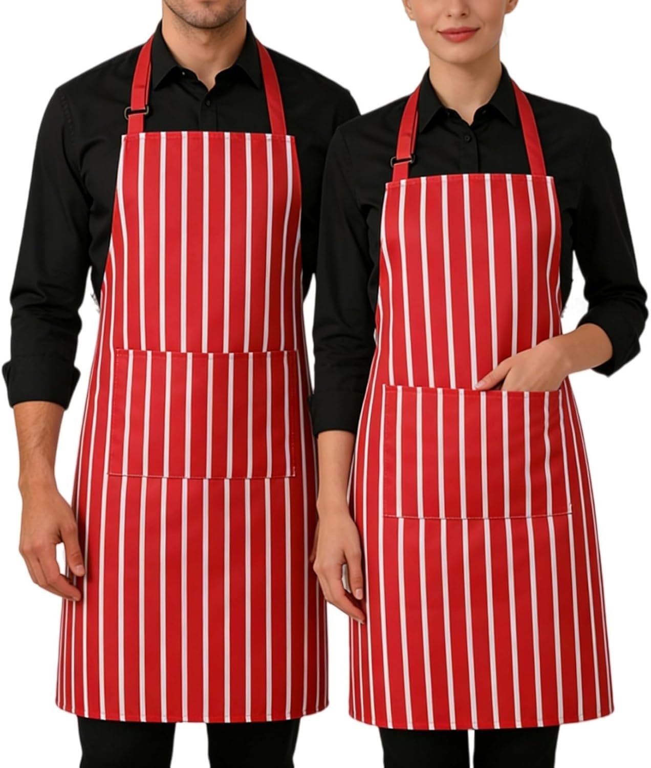 2 Pack Aprons for Cooking with Pockets for Women Men Chef Kitchen Apron BBQ Adult Bibs