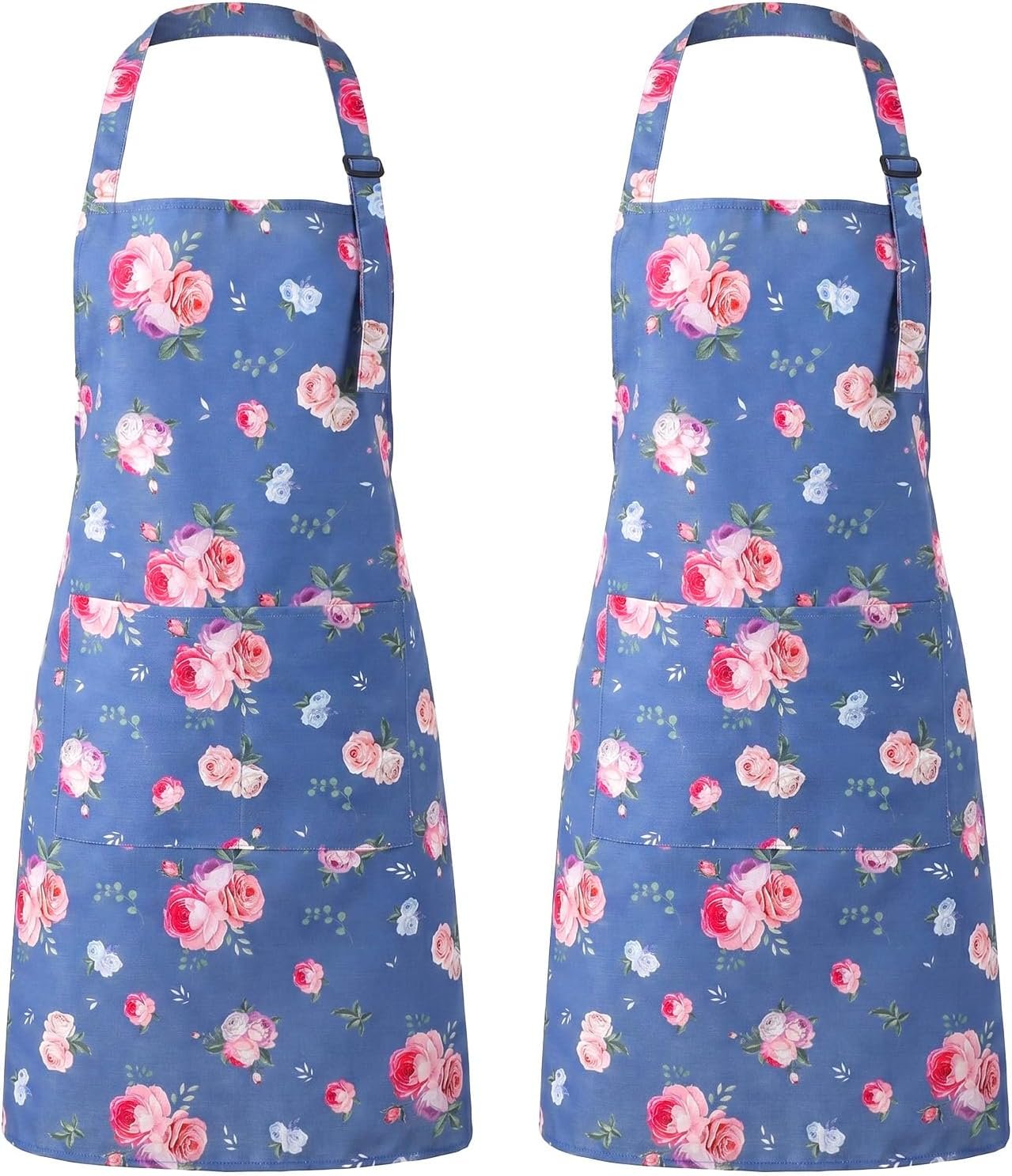 2 Pack Aprons for Women with Pocket Adjustable Aprons for Kitchen Cooking Gardening Apron Gifts for Birthday Mothers Day Salon