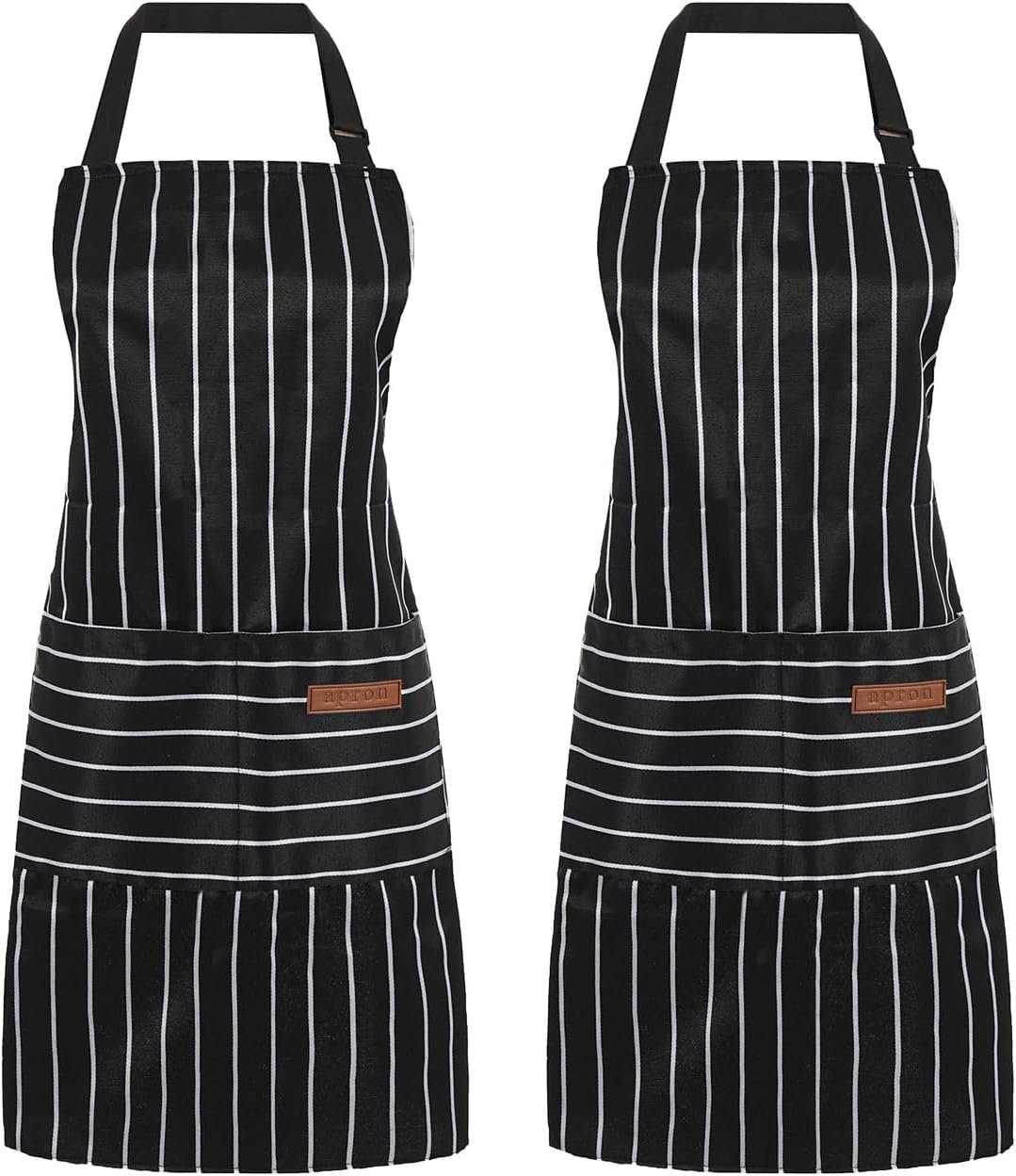 2 Pack Cooking Aprons Adjustable Bib Apron for Women with 2 Pockets, Kitchen Restaurant Men Chefs Aprons