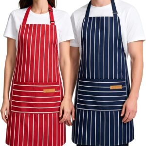 2 Pack Kitchen Cooking Aprons, Soft Aprons for Women Men with 2 Pockets Chef Apron with Adjustable Neck Strap and Long Tie