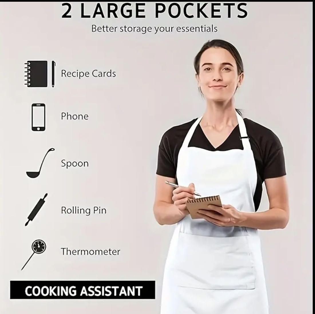 2 Pieces Chef Aprons Adjustable Apron with 2 Pockets Kitchen Cooking Baking Painting Aprons for Men Women - Image 2