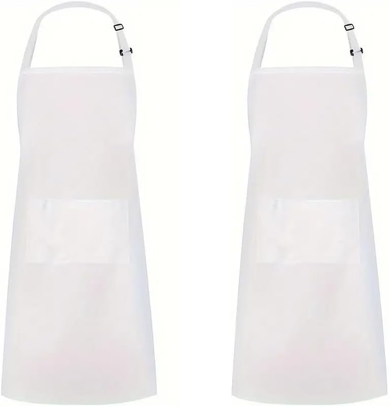 2 Pieces Chef Aprons Adjustable Apron with 2 Pockets Kitchen Cooking Baking Painting Aprons for Men Women