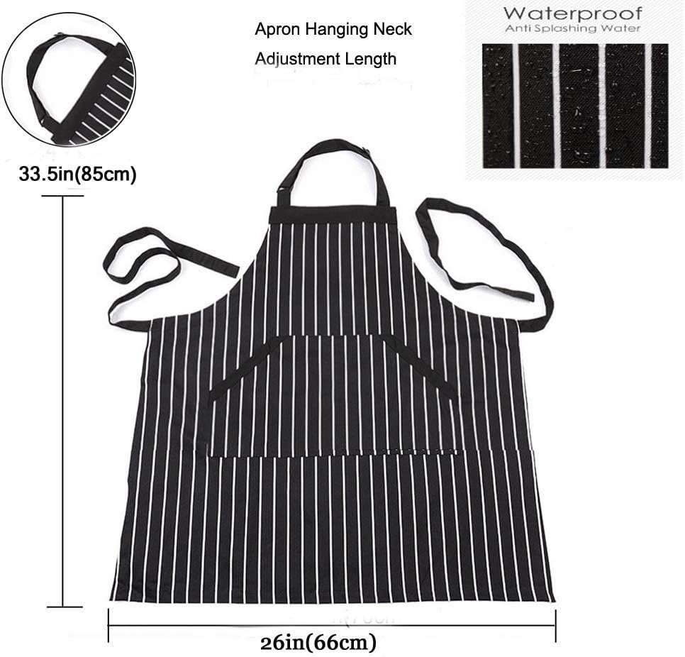 2Pack Chef Apron and Hat set,Adjustable Kitchen Cooking Apron Waterproof Bib apron Baker Costume for men Women - Image 2