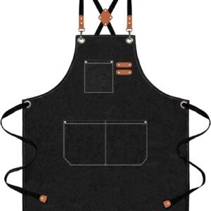 AFUN Aprons for Men Women with Large Pockets, 16-Ounce Cotton Canvas Cross Back Apron