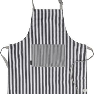 AMOUR INFINI Cotton Aprons for Women with Pockets Adjustable Strap and Waist Ties Printed Reusable Aprons for Baking, Cooking, Gardening (27.5 x 33 Inches - Charcoal)