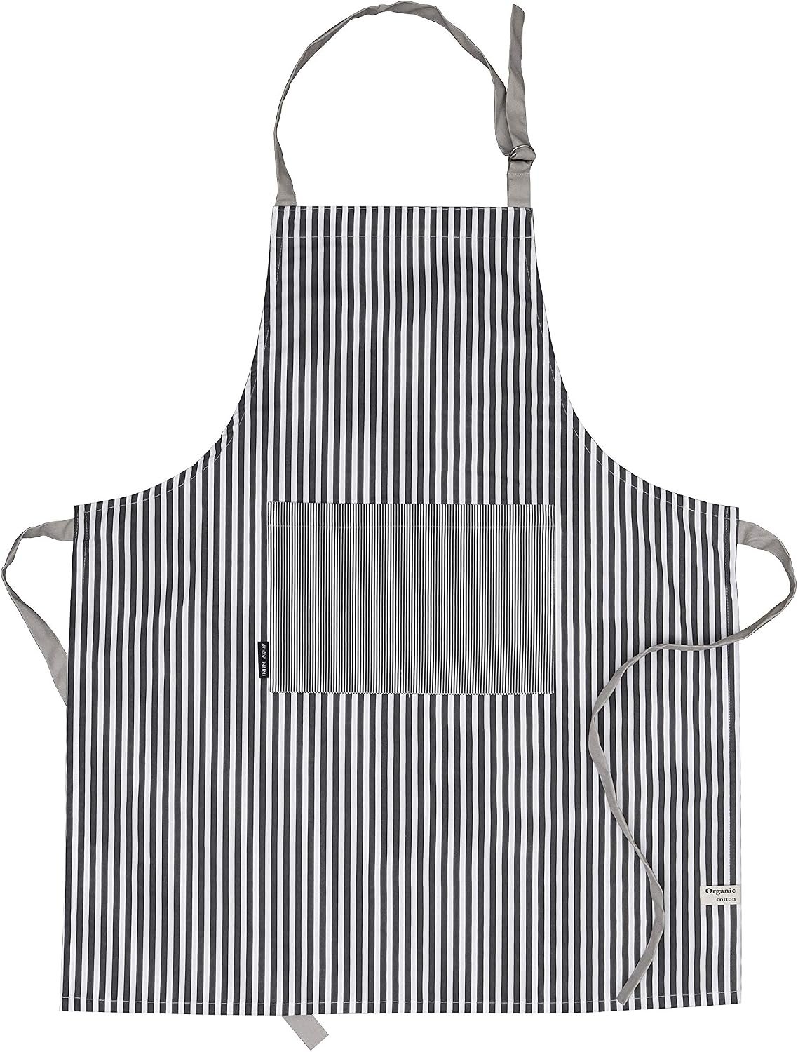 AMOUR INFINI Cotton Aprons for Women with Pockets Adjustable Strap and Waist Ties Printed Reusable Aprons for Baking, Cooking, Gardening (27.5 x 33 Inches - Charcoal)
