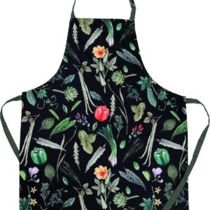 AMOUR INFINI Cotton Kitchen Apron with Adjustable Strap & Waist Ties Reusable Spring Aprons for Baking, Cooking, Gardening (27.5 x 33 Inches - My Garden Apron)