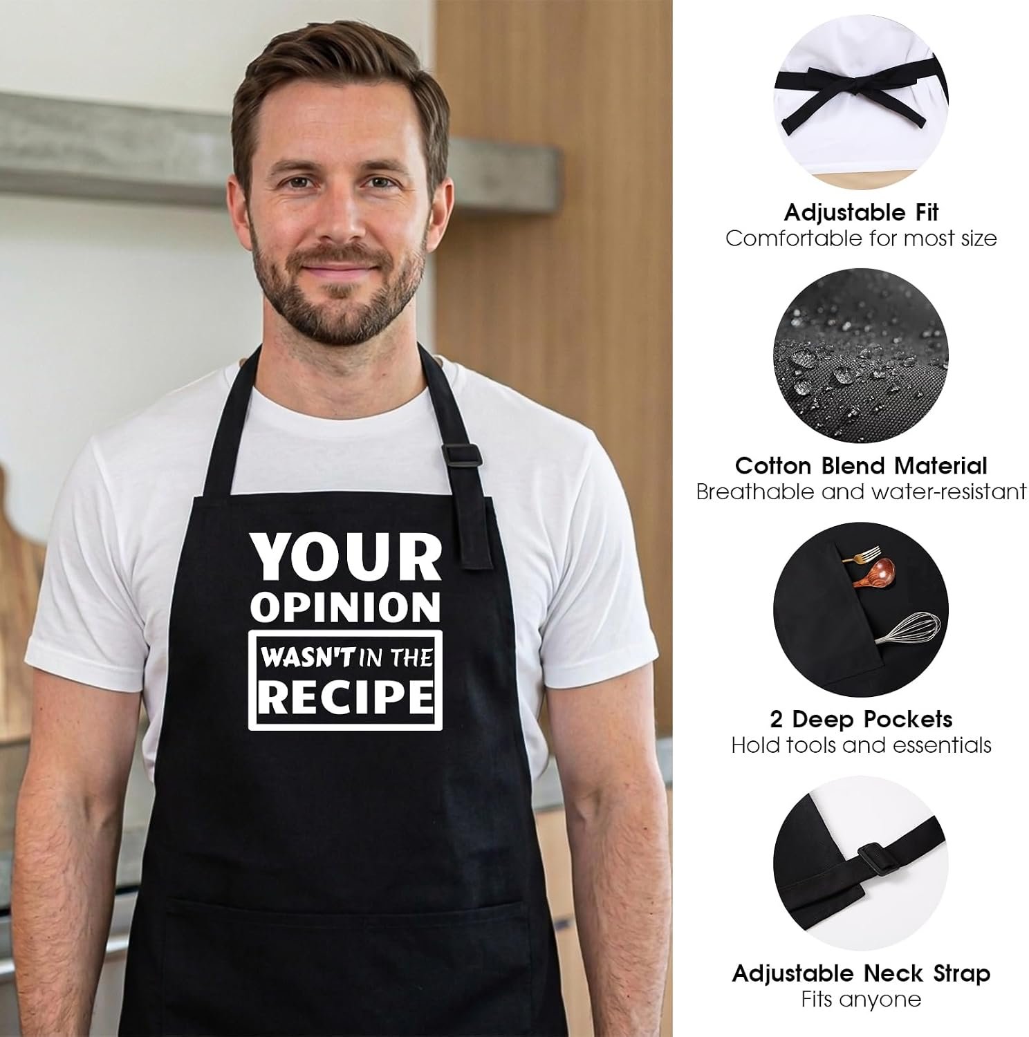 APRONPANDA Funny Kitchen Cooking BBQ Aprons for Men Women, Fathers Day Birthday Gifts for Husband, Dad, Mom, Wife, Aunt, Uncle, Grandpa - Image 2