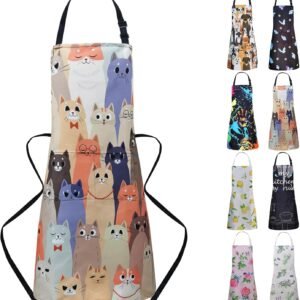 Adjustable Waterproof Kitchen Apron for Women with 2 Pockets Cooking Chef Apron Gardening Funny BBQ Aprons for Men
