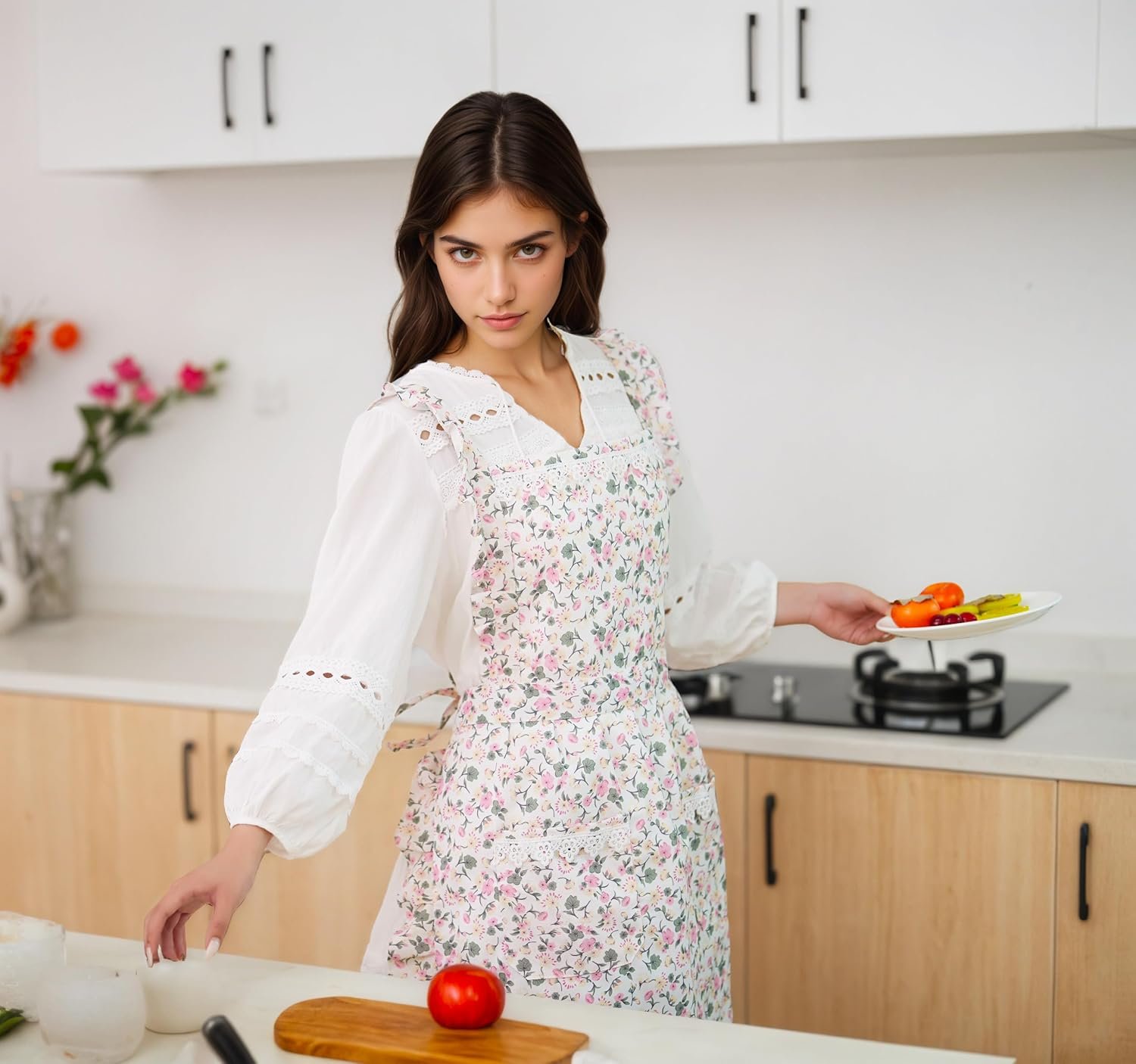 Aoomzoon Cute Aprons for Women with Pockets, Kitchen Cooking Grilling Bbq Chef Apron, Mothers Day Birthday Gifts for Women - Image 2