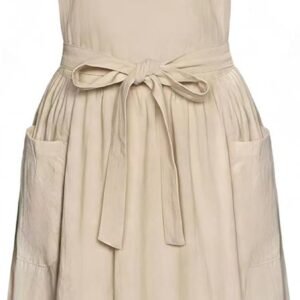 Apron for Women with Pockets Cotton Linen Metal Clip Adjust Kitchen Cooking Baking Gardening Dress Chef Apron