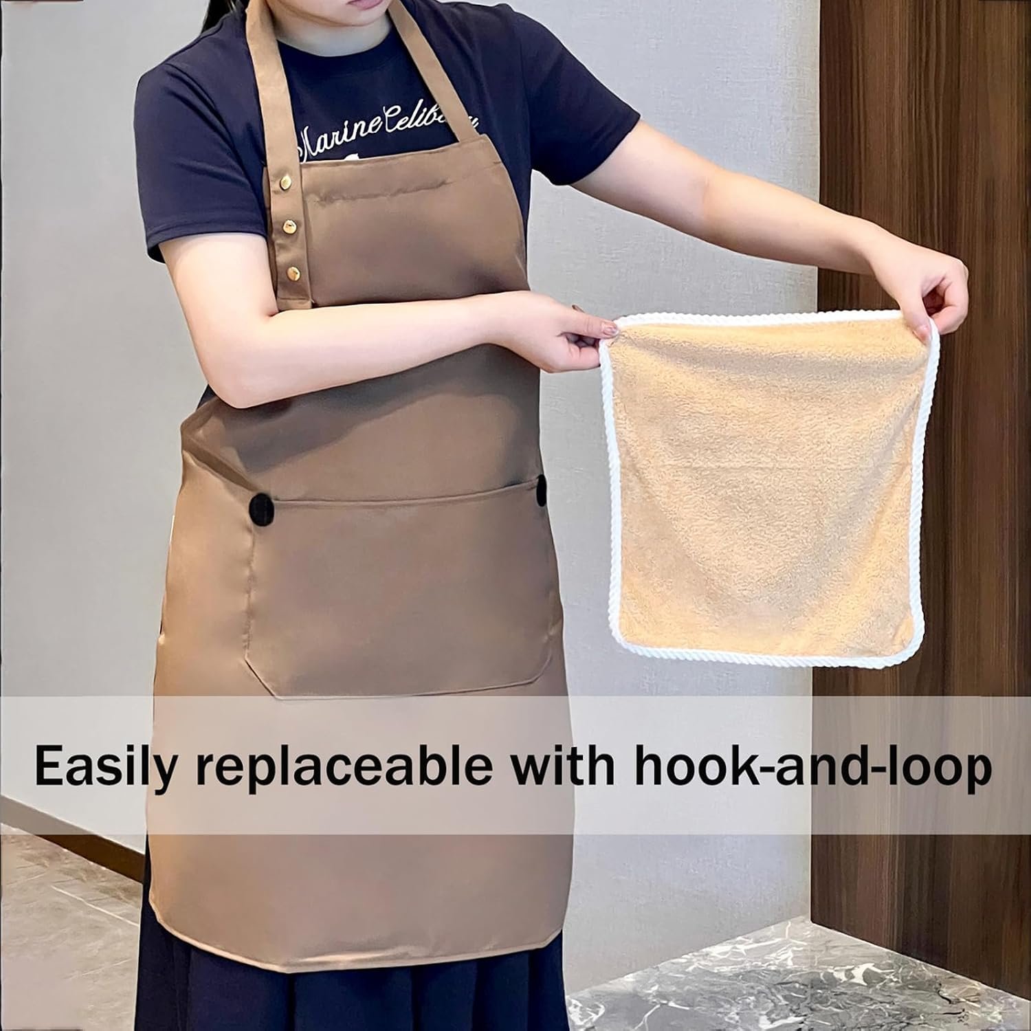 Apron with Towel, 2 Hand Towel & XL Pocket,for Art, Teaching, Kitchen, Cooking, Cleaning, Gardening, Home - Image 2