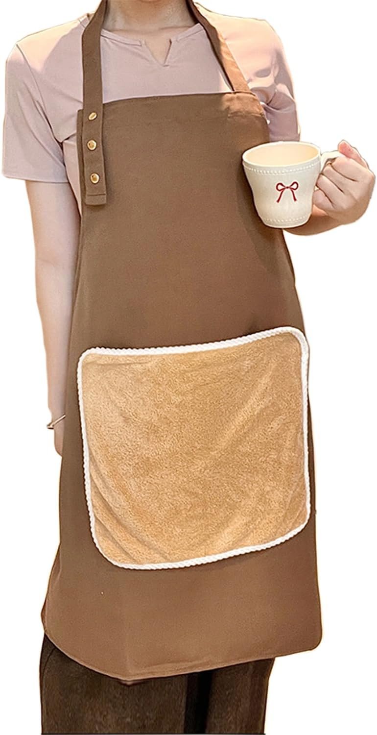 Apron with Towel, 2 Hand Towel & XL Pocket,for Art, Teaching, Kitchen, Cooking, Cleaning, Gardening, Home