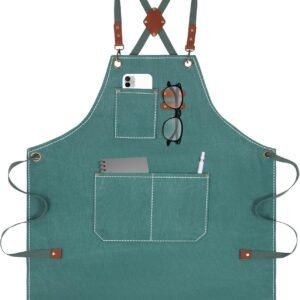Aprons For Women Men With Large Pockets, Waterproof Cotton Chef Aprons For Cooking Server Grilling Bbq Kitchen