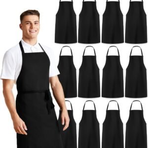 Avalon Kitchen Aprons for Men - 100% Polyester Chef Apron Women with Extra Long Ties - Cooking Aprons for Women & Mens Apron