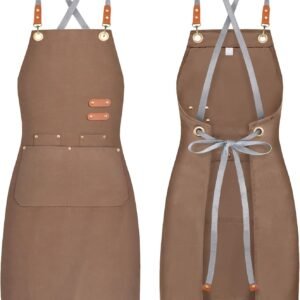 BeLuyi chef apron bib tool apron for man woman cross back straps with 4 pockets for kitchen cooking gardening baking working