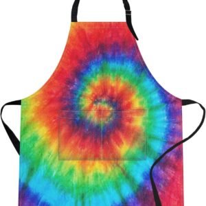 Britimes Apron Home Kitchen Cooking Baking Gardening for Women Men with Pockets Tie dye 32x28 inch