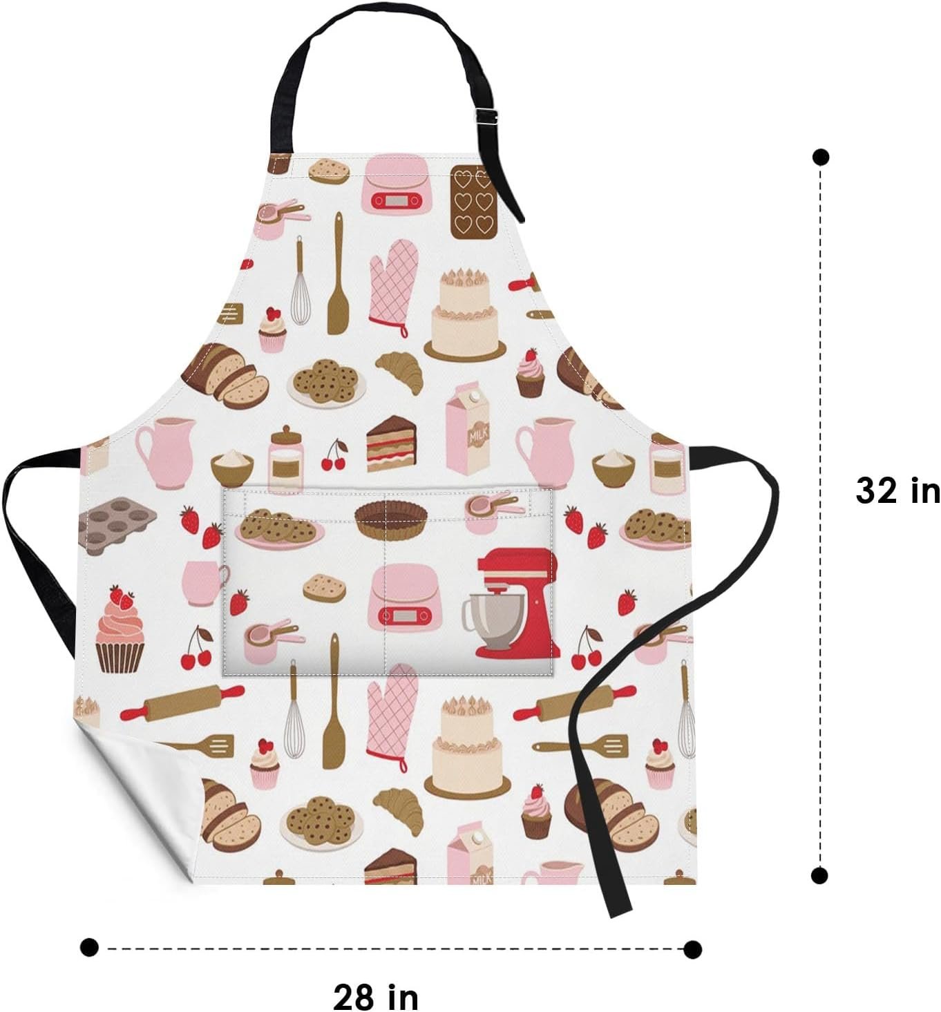 Britimes Apron Home Kitchen Cooking Baking Gardening for Women Men With Pockets Cake Cooking Cookie Pastry Chef 32x28 inch - Image 2