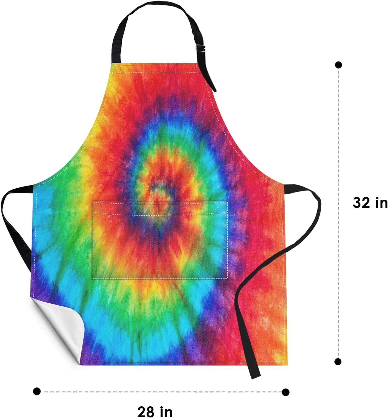 Britimes Apron Home Kitchen Cooking Baking Gardening for Women Men with Pockets Tie dye 32x28 inch - Image 2