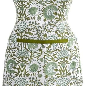 CPC Cotton Floral Kitchen Apron for women with Pocket and Adjustable Neck Ties. Apron for Women Men Chef-Hand Block Printed