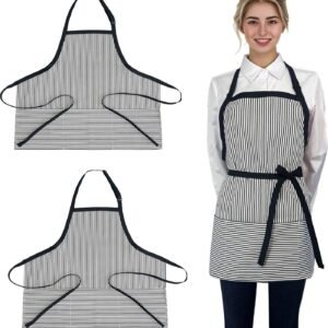 Chef Apron Striped Waitress Apron Kitchen Cooking Women Short Apron Adjustable Halter Cute Apron