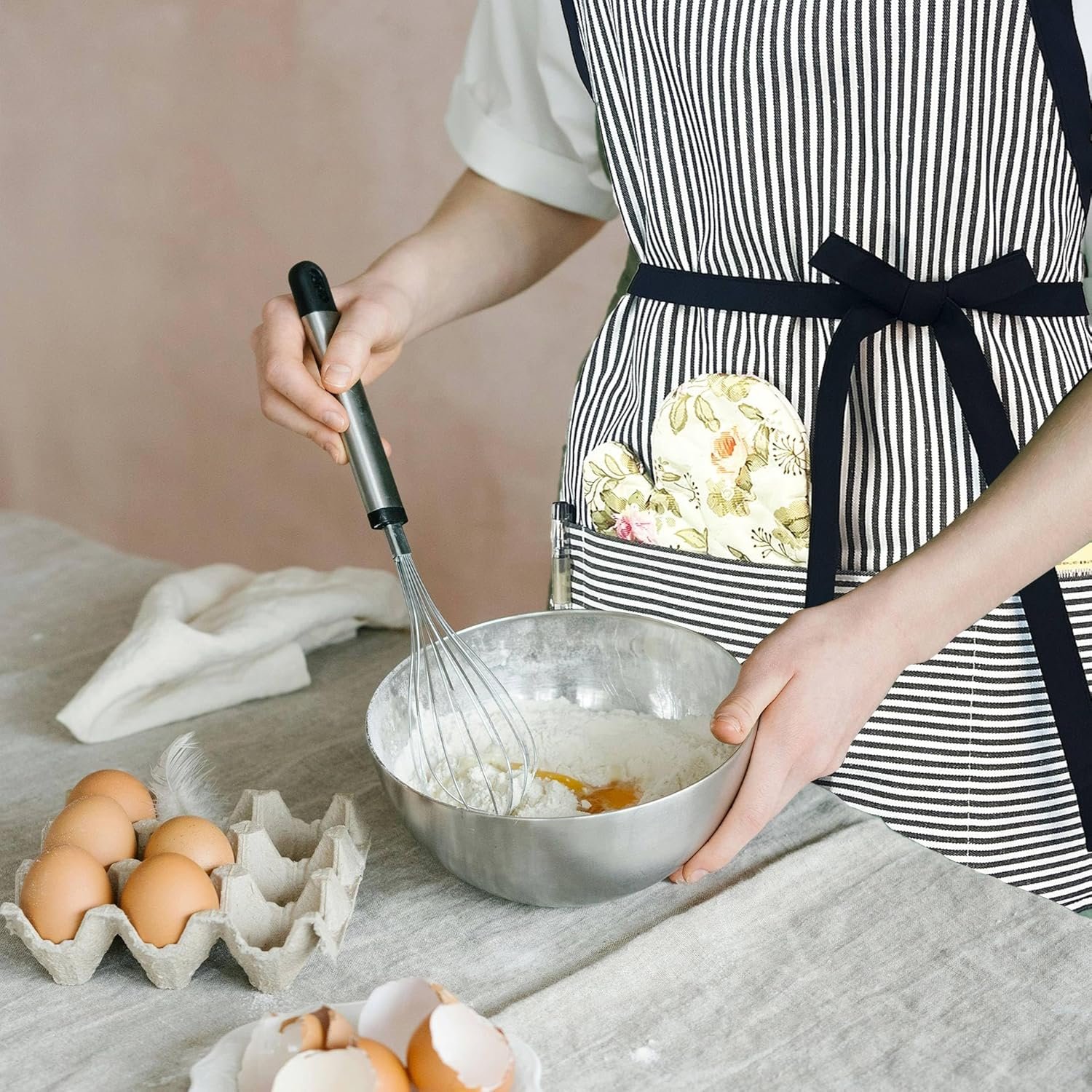 Chef Apron Striped Waitress Apron Kitchen Cooking Women Short Apron Adjustable Halter Cute Apron - Image 2