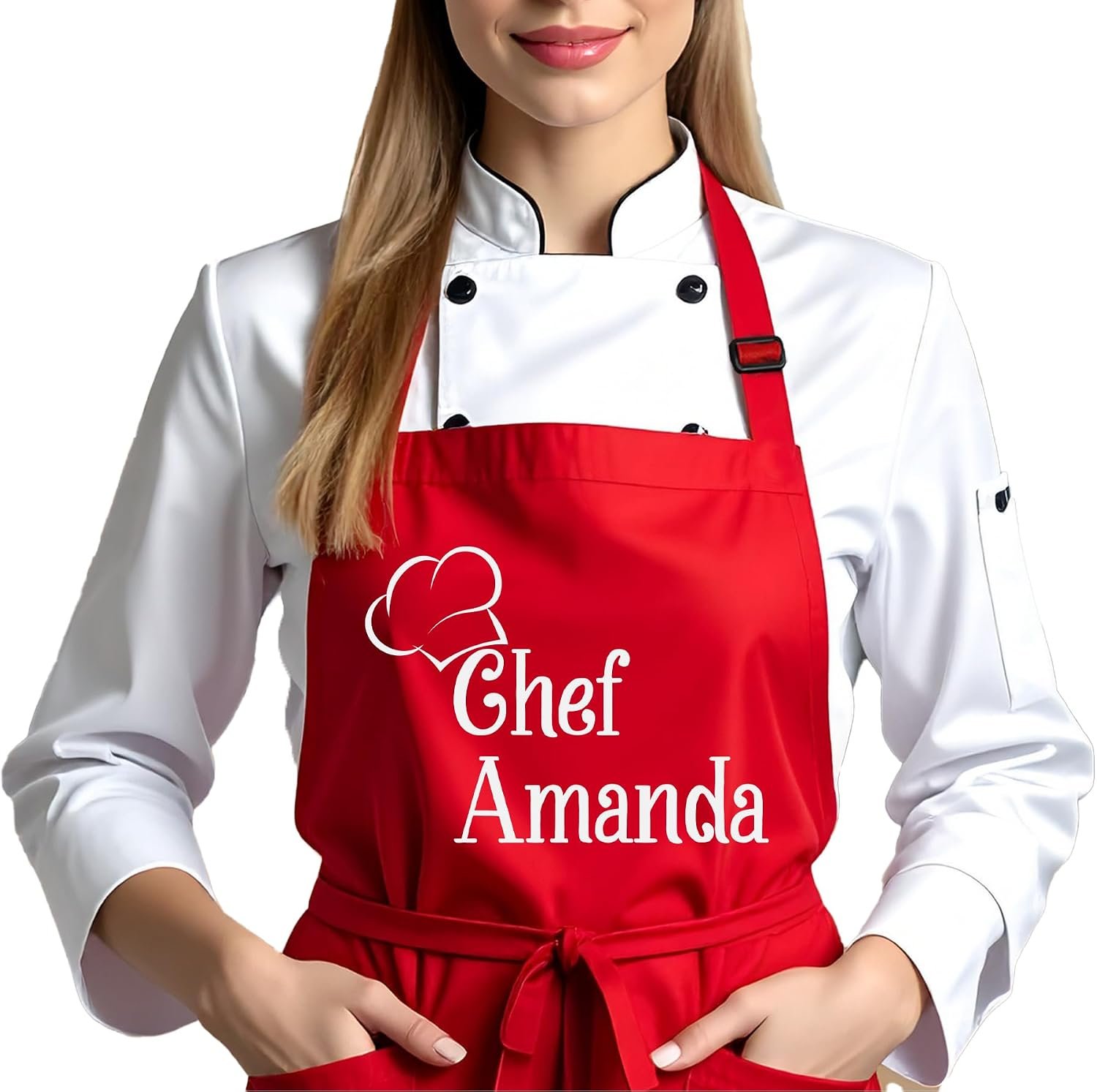Chef Apron with Custom Name, Personalized Gifts for Men, Dad, Mom, Customizable Aprons for Women with Pockets, Fathers Day Gift, Mothers Day Gift, Valentines Day, Christmas, Birthday, Anniversary - Image 2