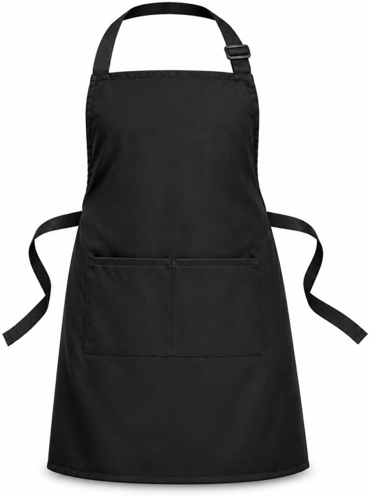 Chef Apron,Cotton Polyester Kitchen Apron with 2Pockets,Adjustable Stain Resistant for Cooking BBQ(1Pcs)