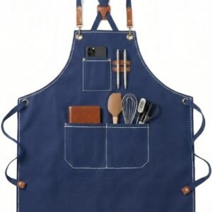 Chef Aprons For Men,Adjustable Cross Back Canvas Aprons with Pockets,Wear-Resisting For Kitchen BBQ Baking Gardening