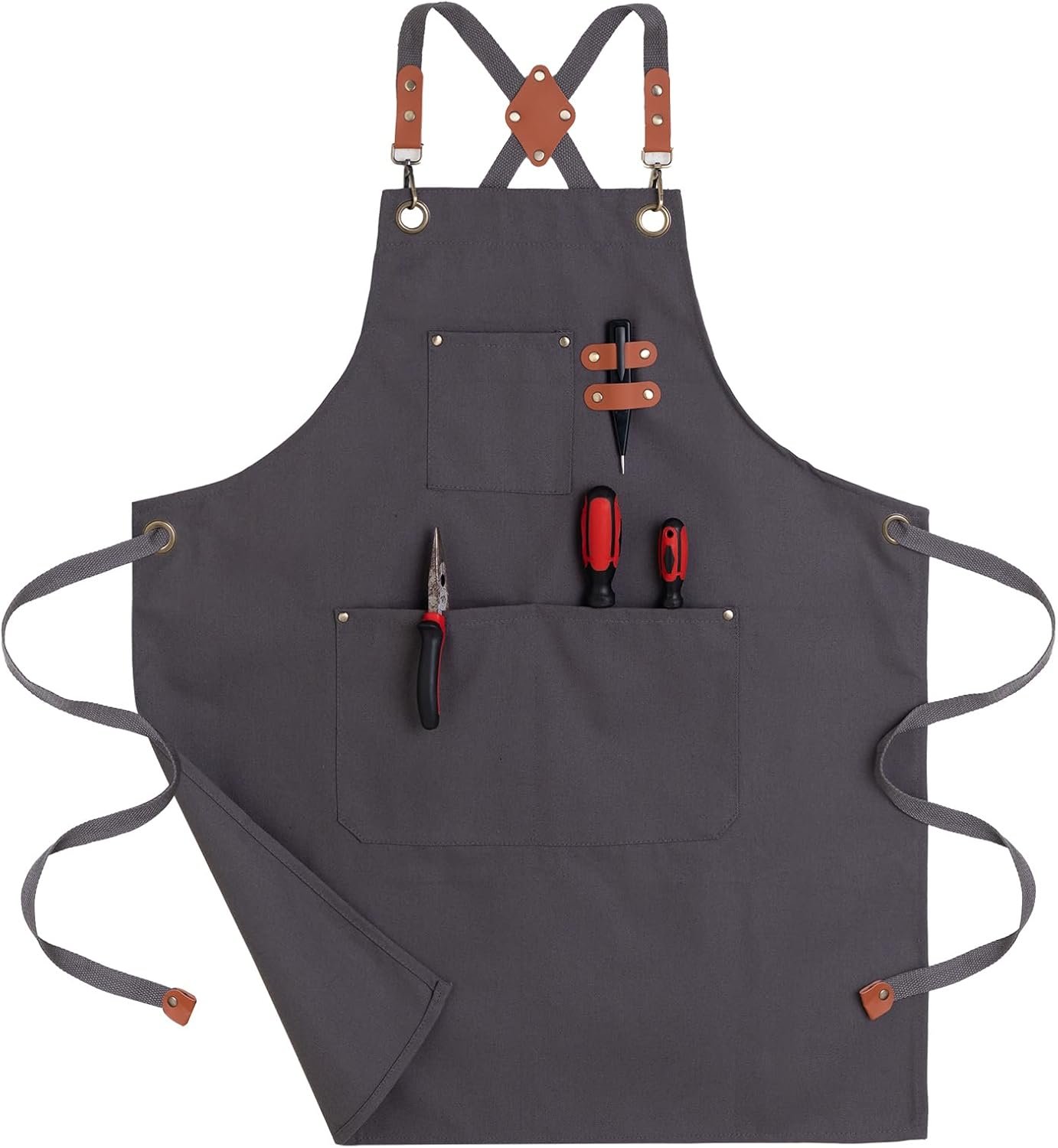 Chef Aprons for Men Canvas Apron with Large Pockets and Adjustable Neck Strap for Cooking,BBQ, Gardening - Image 2