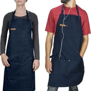 Chef Pomodoro Chef Apron for Men and Women - Kitchen Apron with Pockets & Adjustable Neck Straps - Cooking Apron 100% Cotton