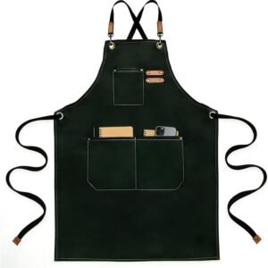 Chef Works Apron, 100% Cotton Canvas Cooking Apron for Women & Men, Kitchen Apron with 3 Practical Pockets, Adjustable Straps, Full Coverage for Cooking, BBQ, Gardening