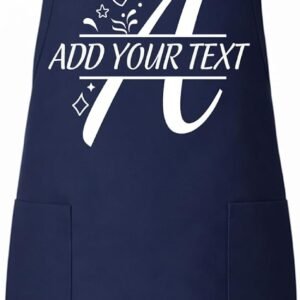 Custom Initial Monogram Apron for Women Men – Personalized Letter Cooking Kitchen Apron with Name