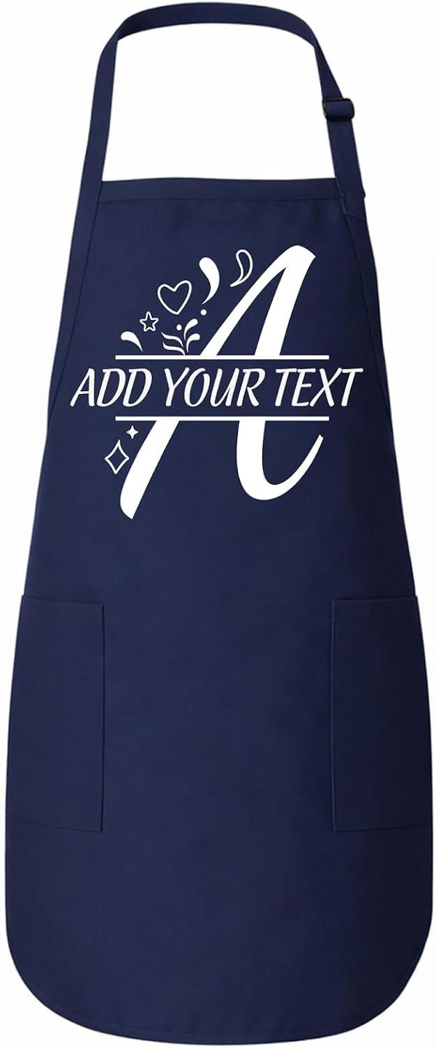 Custom Initial Monogram Apron for Women Men – Personalized Letter Cooking Kitchen Apron with Name