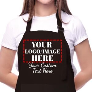 Custom Name Photo Logo Grilling & Cooking Aprons for Women and Men, Personalized Adult Kitchen Apron, Customized Waterproof Polyester Chef Apron, Custom Aprons for Women, Adjustable Bib with 2 Pockets