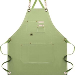 Dulabi Apron, Adjustable Chef Apron for Women and Men with Large Pockets, Cooking Kitchen Apron with Back Straps