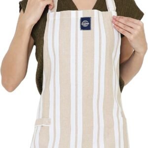 Encasa XO Cotton Kitchen Aprons for Women & Men with Pocket & Towel Loop, Adjustable Neck & Back Strap for Cooking, Baking
