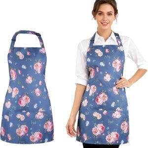Floral Apron for Women, Adjustable Apron with 2 Pockets Chef Apron for Kitchen Gifts for Mom Wife Sister Grandma