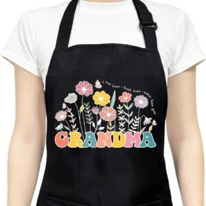 Floral Apron for Women with 2 Pockets, Adjustable Apron for Cooking BBQ Baking, Gifts for Mother's Day Christmas