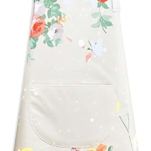 Floral Aprons with Pocket Blooming Women Waterproof Apron Adjustable Neck Long Ties Women Men Cook Baking Garden