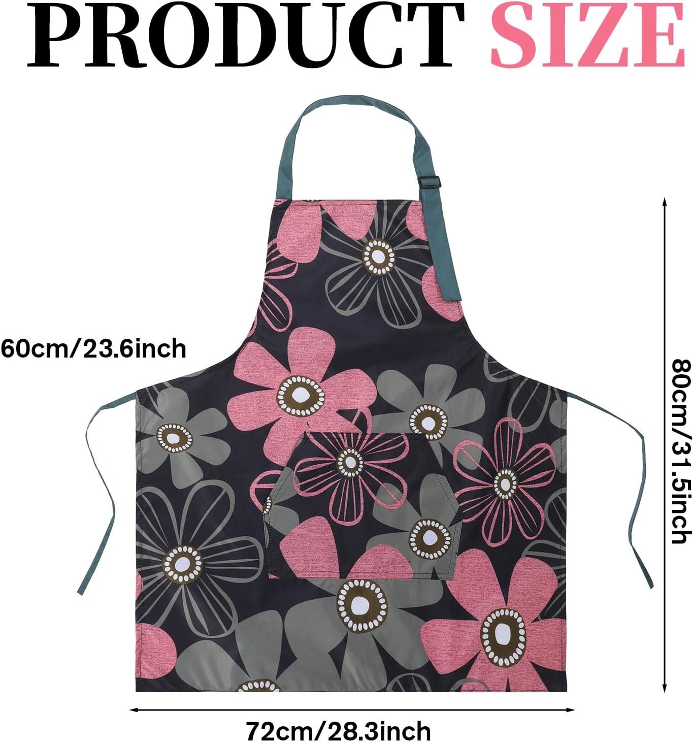 Floral Aprons with Pocket Blooming Womens Apron Waterproof Adjustable Cooking Aprons Funny Long Ties Cooking Chef Apron For Women Men Kitchen Cook Baking Gardening Salon BBQ - Image 2